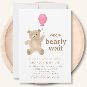 Invitation Fille Ourson Baby Shower