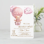 Invitation Fille Ourson Baby Shower (Debout devant)