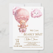Invitation Fille Ourson Baby Shower (Devant)