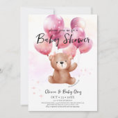 Invitation Fille Ourson Baby Shower (Devant)