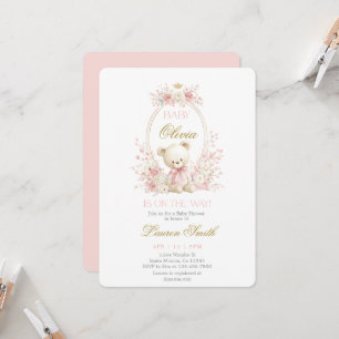 Invitation Fille Ourson Fête de Naissance