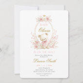 Invitation Fille Ourson Fête de Naissance (Devant)