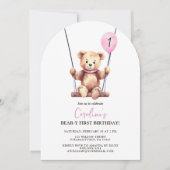 Invitation Fille Ourson Premier Anniversaire (Devant)
