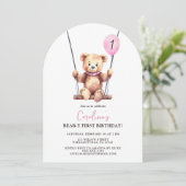 Invitation Fille Ourson Premier Anniversaire (Debout devant)