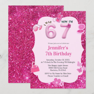 Invitation Fille Paillettes Roses 7e Anniversaire Était 6 Mai