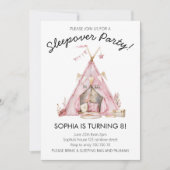 Invitation Fille Pajama Party Glamping Tente Slepover Anniver (Devant)