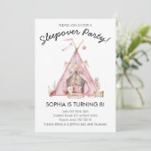 Invitation Fille Pajama Party Glamping Tente Slepover Anniver (Debout devant)