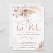 Invitation Fille Pampas Pampas Boho Rose Grass Baby shower fi (Devant)