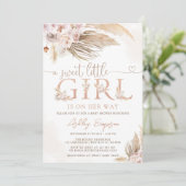 Invitation Fille Pampas Pampas Boho Rose Grass Baby shower fi (Debout devant)