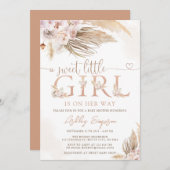 Invitation Fille Pampas Pampas Boho Rose Grass Baby shower fi (Devant / Derrière)