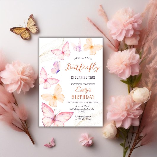 Invitation Fille papillon Anniversaire