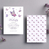 Invitation Fille papillon pourpre Anniversaire