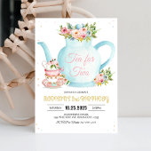 Invitation Fille Par-Thé Floral Or Rose Whimsical Anniversair
