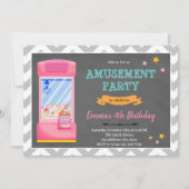 Invitation fille parc d'attractions de jeux vidéo (Devant)