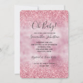 Invitation Fille Parties scintillant de verre rose étincelant (Devant)