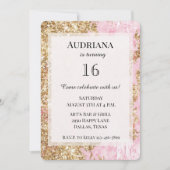 Invitation Fille Parties scintillant or rose Anniversaire (Devant)