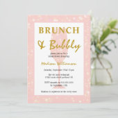 Invitation Fille Parties scintillant rose Champagne Brunch et (Debout devant)