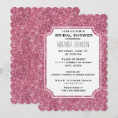 Invitation Fille Parties scintillant rose étincelle Fête des  (Devant / Derrière)