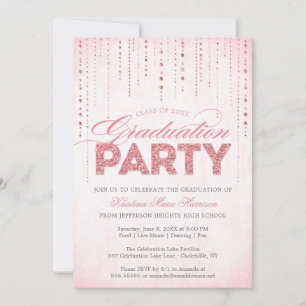 Invitation Fille Parties scintillant rose Gems Graduation Par