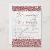 Invitation Fille Parties scintillant rose marbre Quinceanera (Devant)