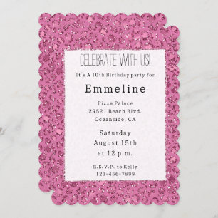 Invitation Fille Parties scintillant rose Poster de animal lé