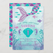Invitation Fille, Parties scintillant, Sirène, Queue, Sous la (Devant / Derrière)