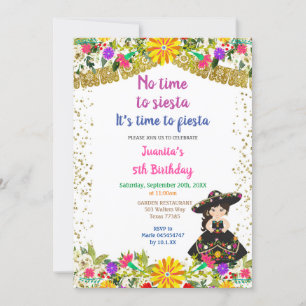 Invitation Fille Pas le temps de Siesta Il est temps pour une