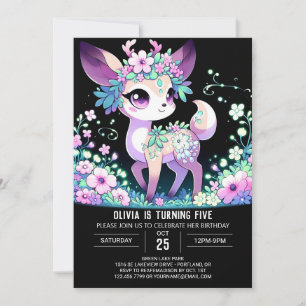 Invitation Fille Pastel Deer Digital Anniversaire
