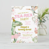 Invitation Fille pastel dinosaure tutu Tea-Rex premier annive (Debout devant)