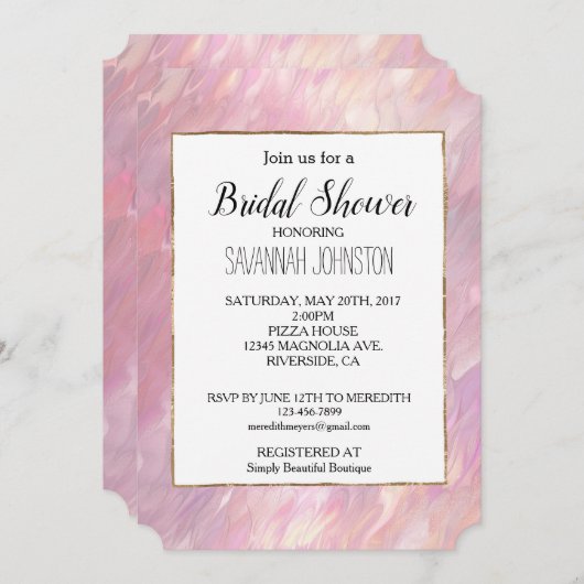 Invitation Fille Pearl rose (Devant / Derrière)