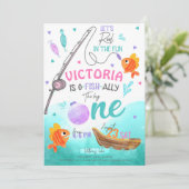 Invitation Fille Pêche 1er anniversaire (Debout devant)