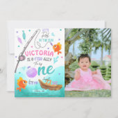 Invitation Fille Pêche 1er Anniversaire Photo (Devant)