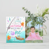 Invitation Fille Pêche 1er Anniversaire Photo (Debout devant)