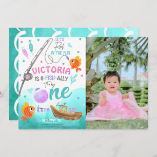Invitation Fille Pêche 1er Anniversaire Photo