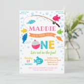 Invitation Fille Pêche O-poisson-allié 1er anniversaire Invit (Debout devant)