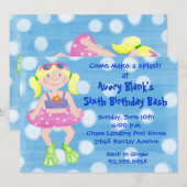 Invitation Fille peinte de blonde de partie de bain (Devant / Derrière)