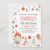 Invitation Fille Père Noël Elf Anniversaire (Devant)