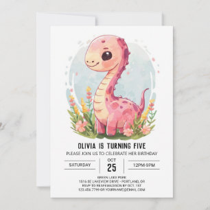Invitation Fille personnalisée Imprimable Dinosaure Fille Ann