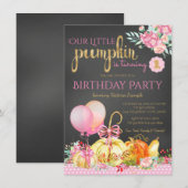 Invitation Fille Petit Citrouille Tableau 1er Anniversaire (Devant / Derrière)