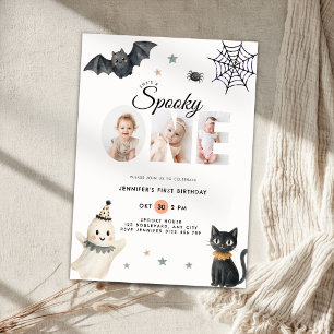 Invitation Fille photo d'anniversaire Halloween Spooky One 1e