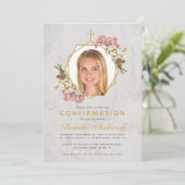 Invitation Fille Photo de confirmation Marbre doré Orchidées  (Debout devant)