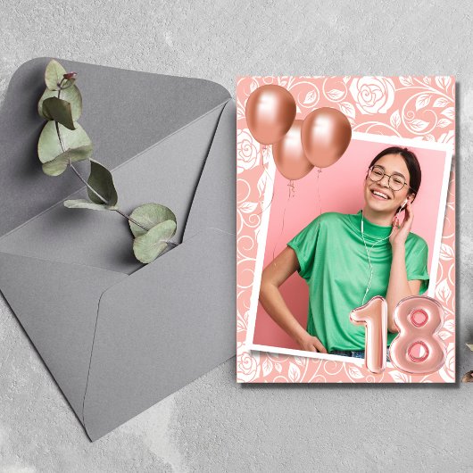 Invitation Fille Photo rose 18e fête d'anniversaire