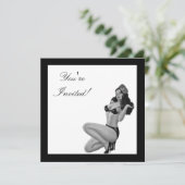 Invitation Fille Pin-Up de Style Noir & Blanc 20 (Debout devant)