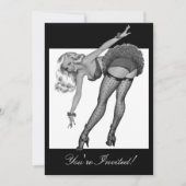 Invitation Fille pin-up de style noir et blanc 19 (Devant)
