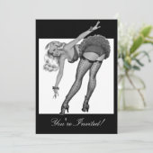 Invitation Fille pin-up de style noir et blanc 19 (Debout devant)