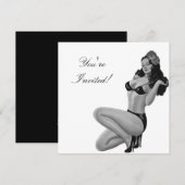 Invitation Fille Pin-Up Style Noir & Blanc 20 (Devant / Derrière)