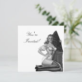 Invitation Fille Pin-Up Style Noir & Blanc 21 (Debout devant)