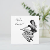Invitation Fille Pin-Up Style Noir & Blanc 5 (Debout devant)