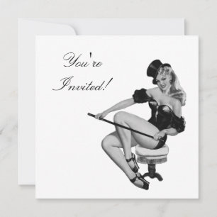 Invitation Fille Pin-Up Style Noir & Blanc 5
