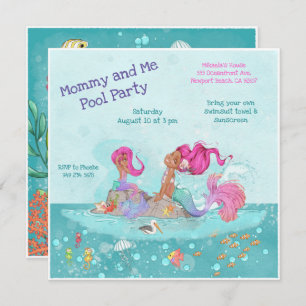 Invitation Fille Pink Coiffeuse Fête de piscine maman & Me